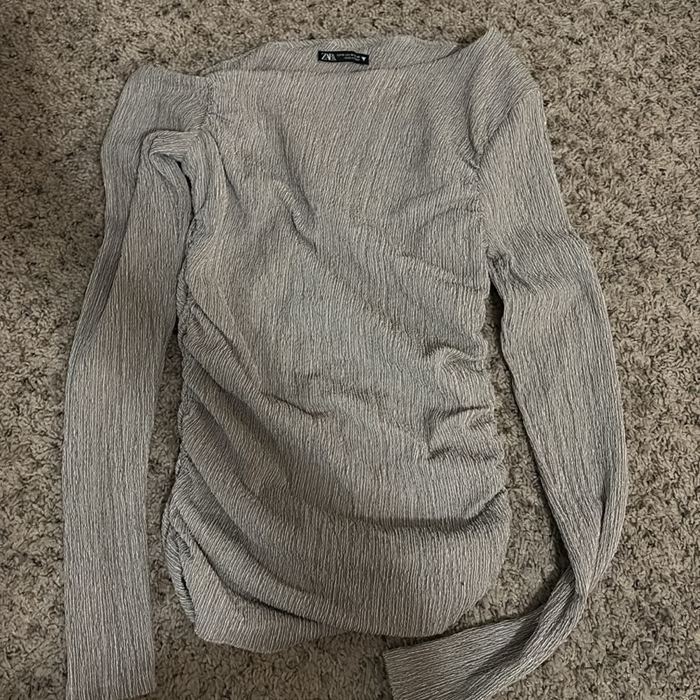 Zara Gray Ribbed Ruched Set - Picture 3 of 7